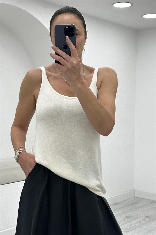 Krem Askılı Triko Atlet 26100