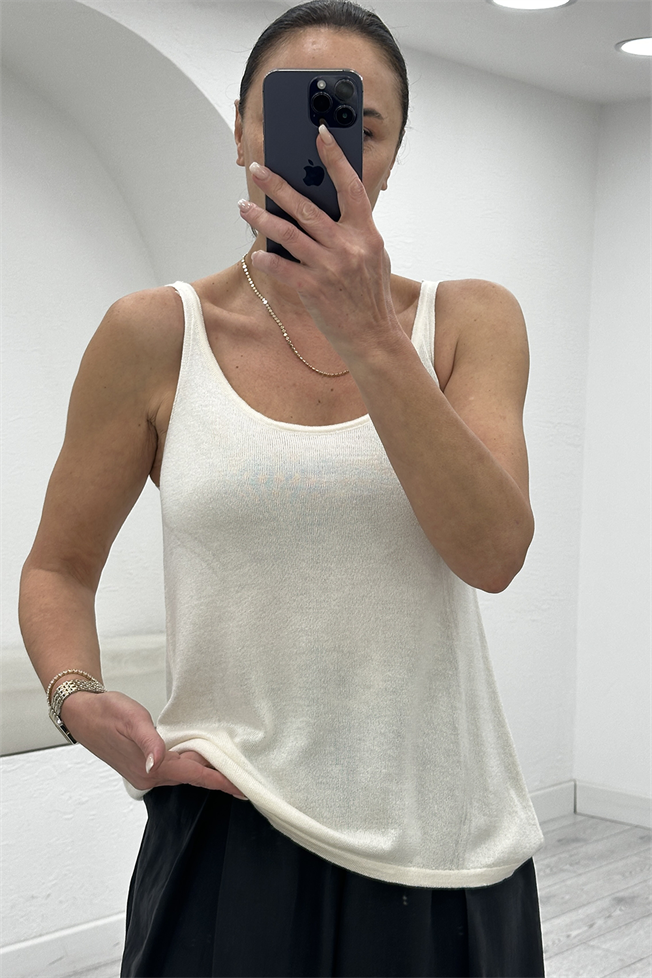 Krem Askılı Triko Atlet 26100