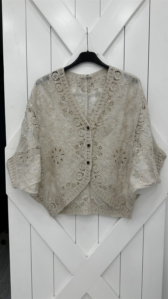 Krem Güpür Gömlek 39750