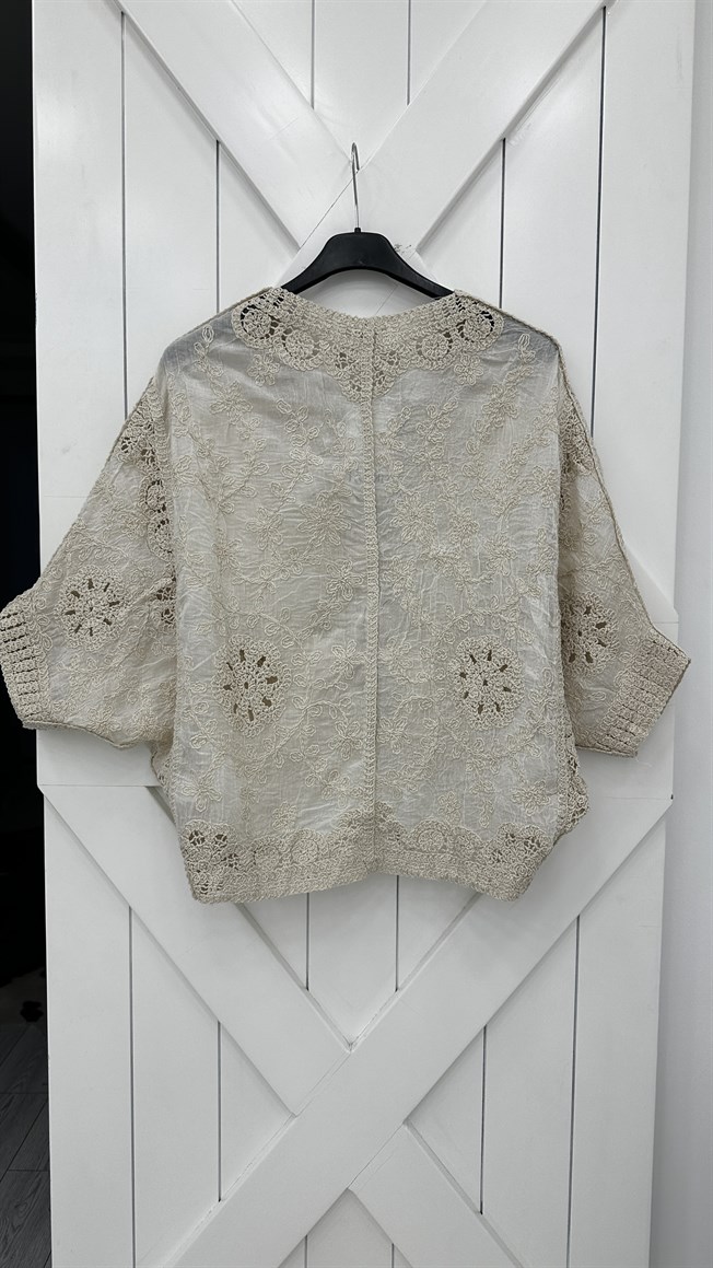 Krem Güpür Gömlek 39750