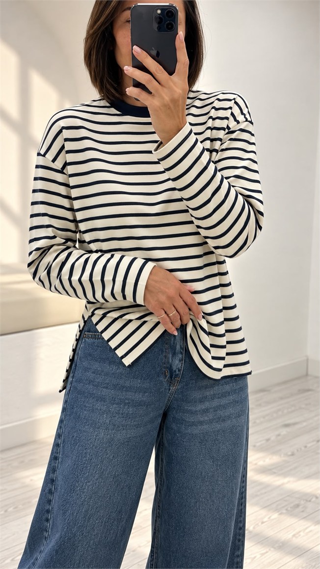 Lacivert Çizgili Triko 26354