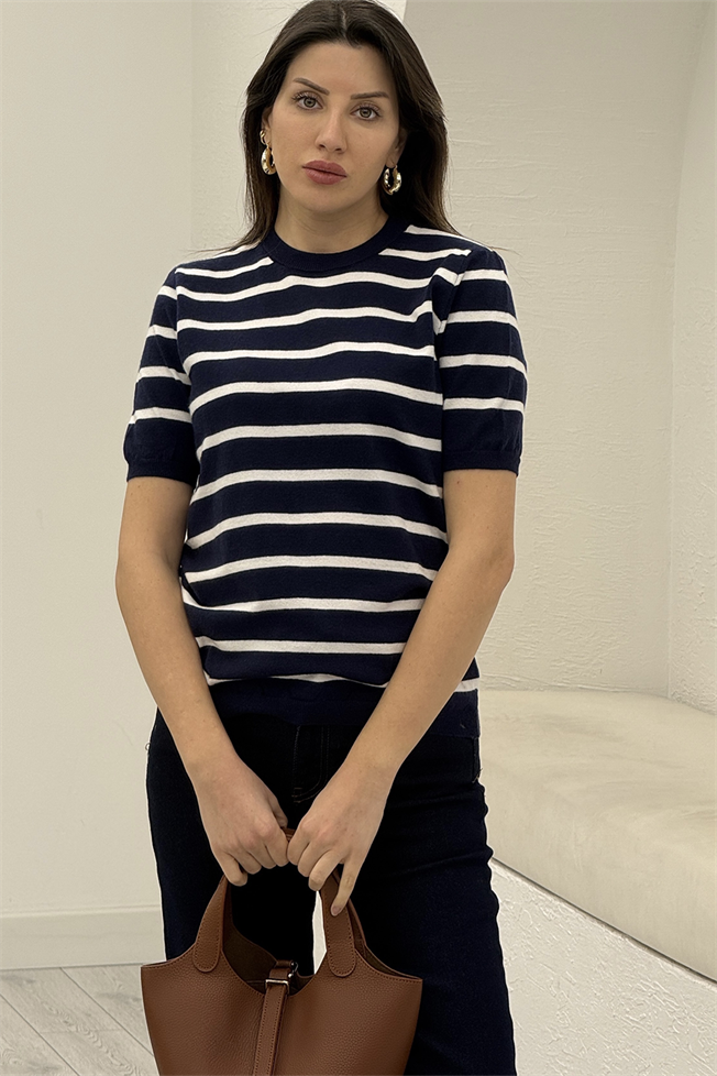 Lacivert Çizgili Triko 4562