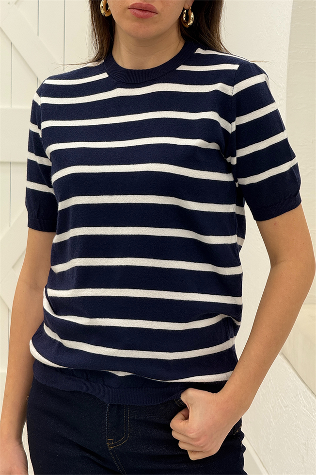 Lacivert Çizgili Triko 4562