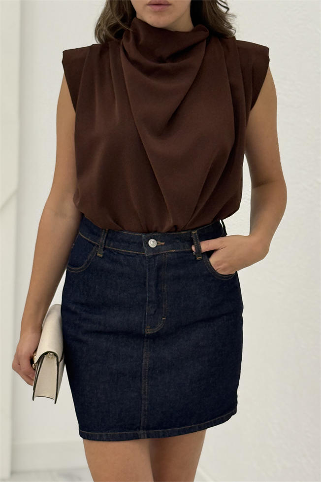 Lacivert Denim Etek 0257