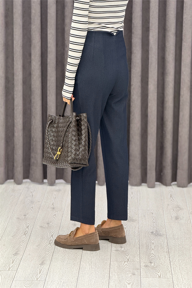 Lacivert Flatolu Pantolon 5179