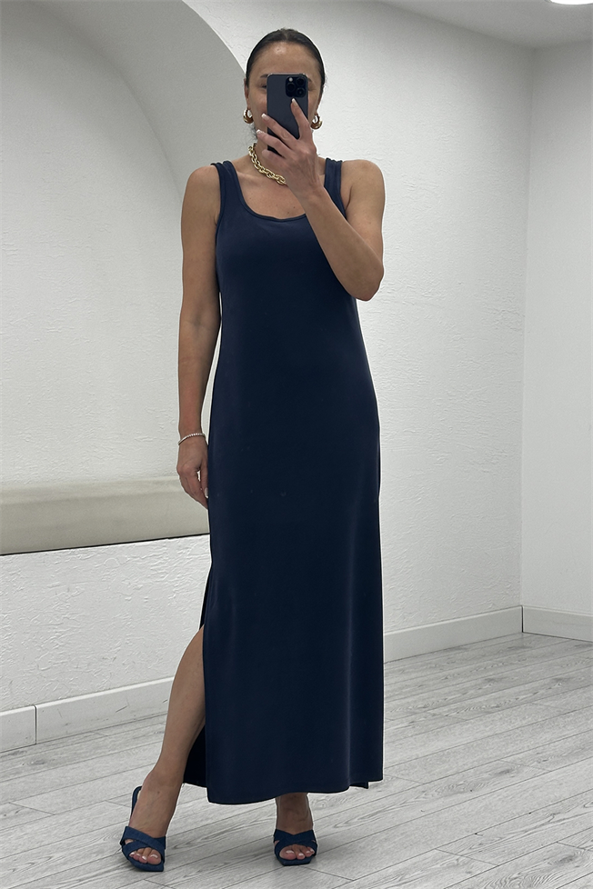 Lacivert Modal Elbise 3761