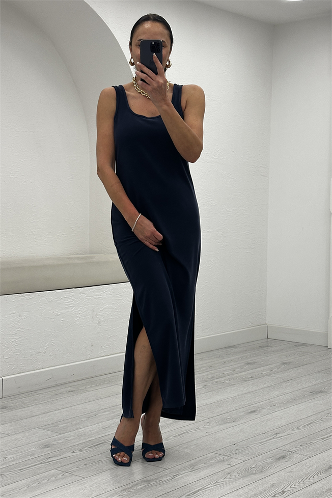 Lacivert Modal Elbise 3761