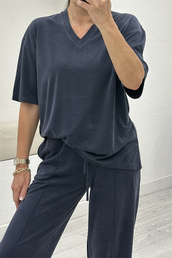 Lacivert Modal Tshirt Pantolon Takım 7342