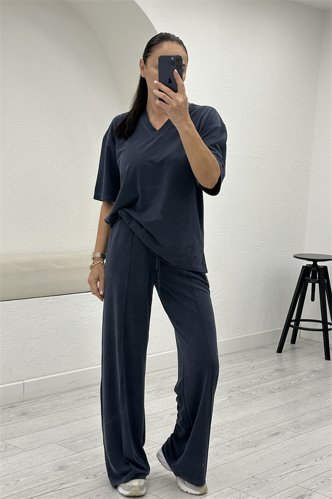 Lacivert Modal Tshirt Pantolon Takım 7342