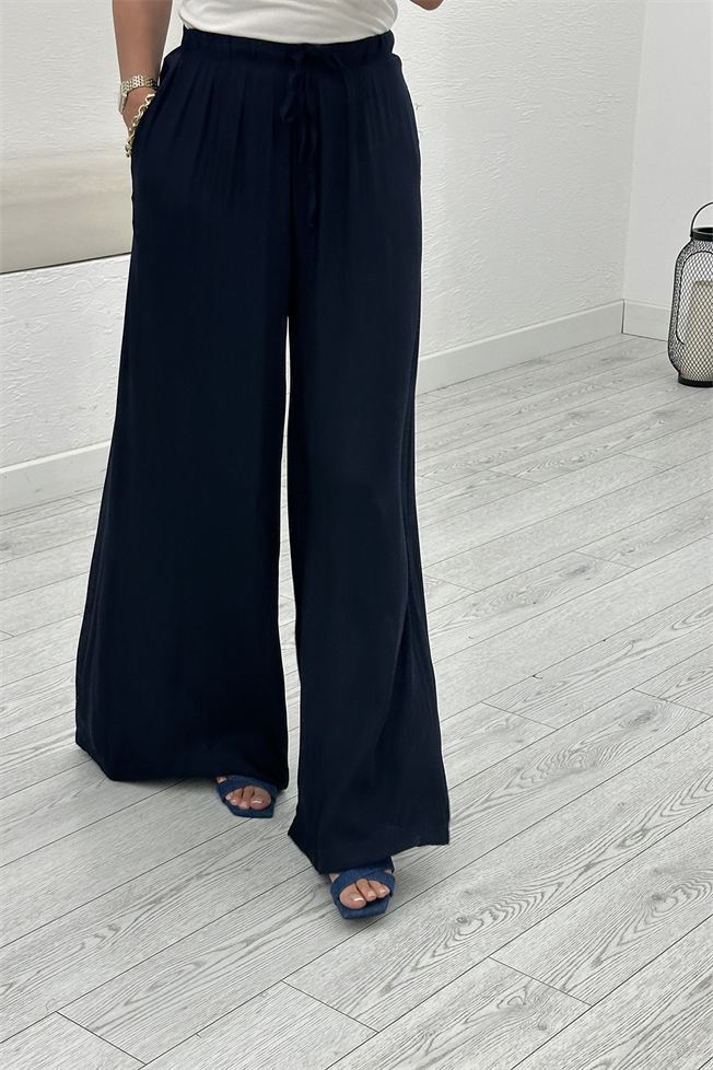 Lacivert Saten Pantolon 1363