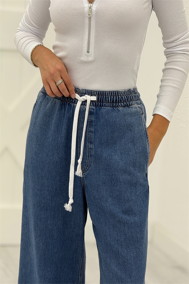 Mavi Beli Lastikli Jean Pantolon 0032