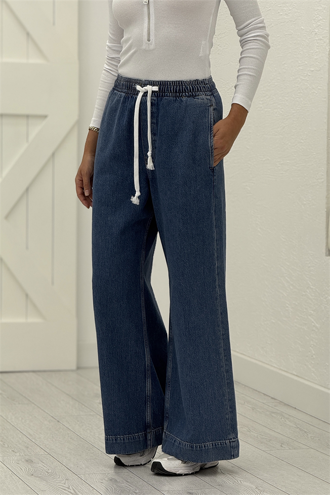 Mavi Beli Lastikli Jean Pantolon 0032