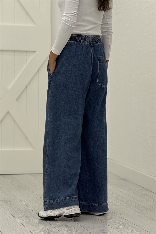 Mavi Beli Lastikli Jean Pantolon 0032