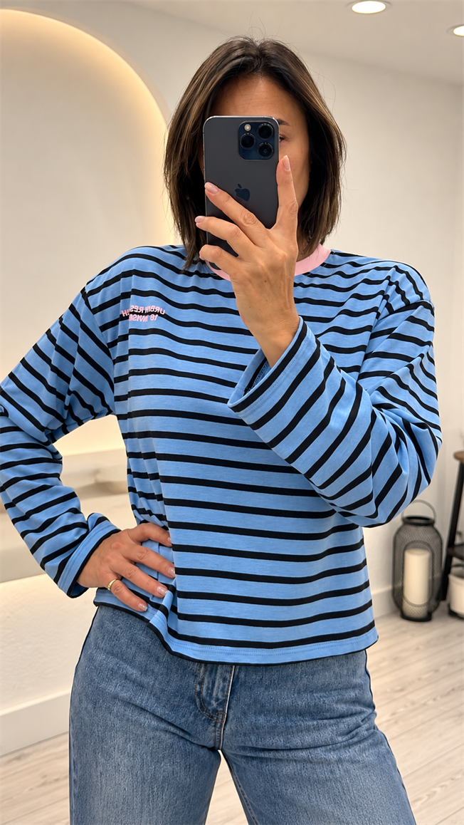 Mavi Çizgili Tshirt 4332