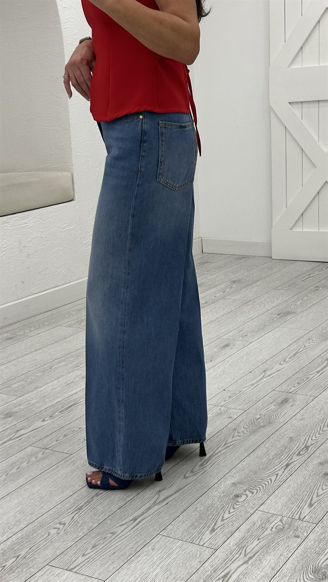 Mavi Geniş Paçalı Jean 3743