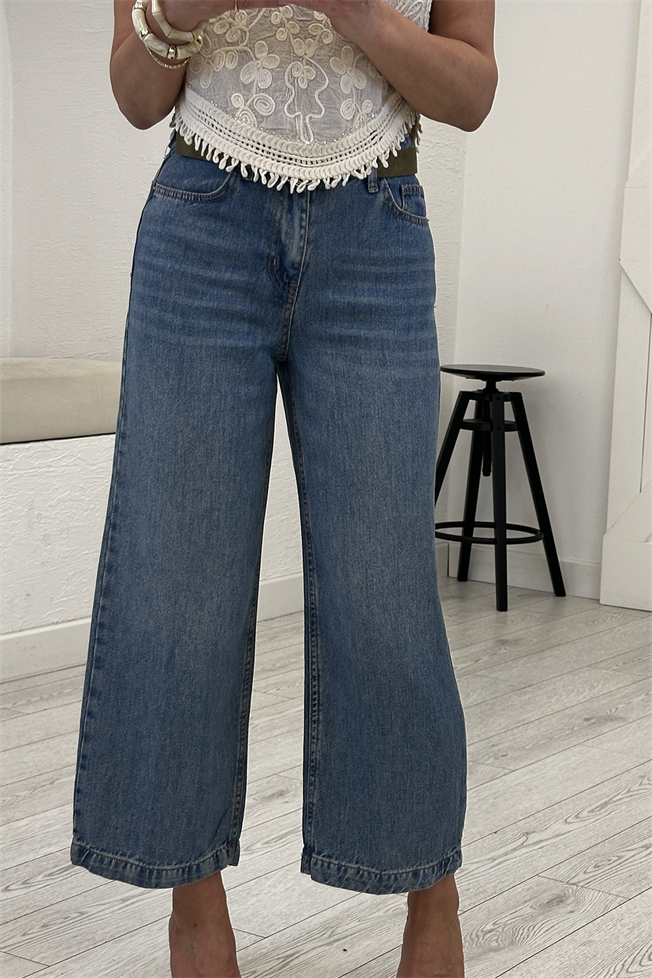 Mavi Kemerli Culotte Jean 01026