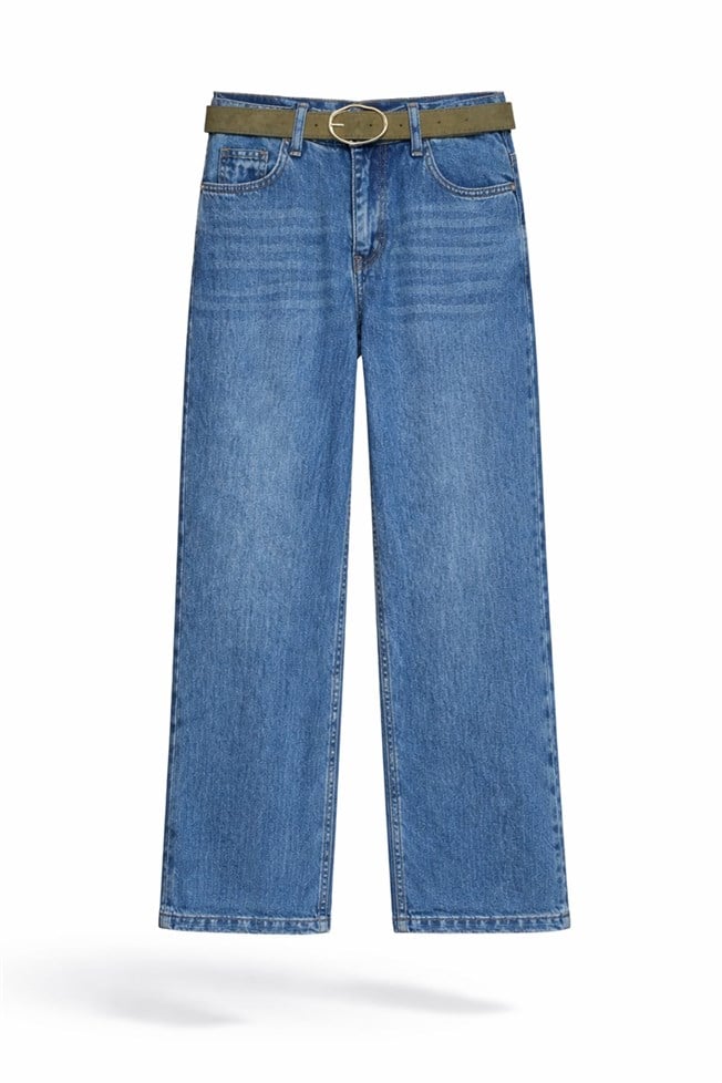 Mavi Kemerli Culotte Jean 01026