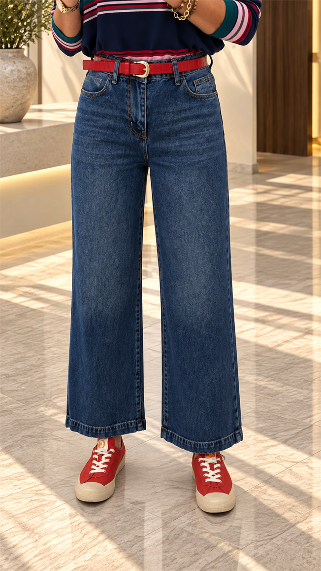 Mavi Kemerli Jean Pantolon 01028