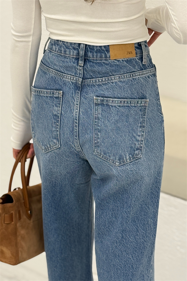 Mavi Kesik Paça Jean Pantolon 3126