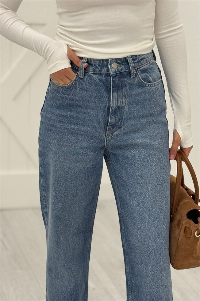 Mavi Kesik Paça Jean Pantolon 3126