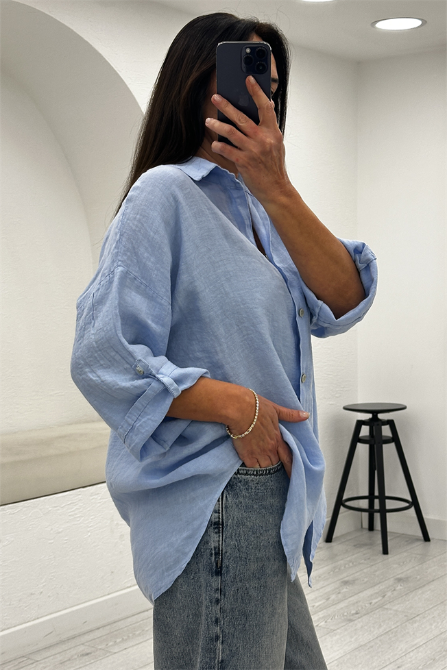 Mavi Keten Gömlek 39461