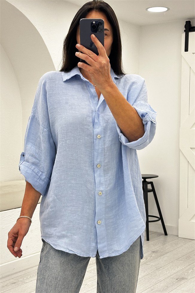 Mavi Keten Gömlek 39461