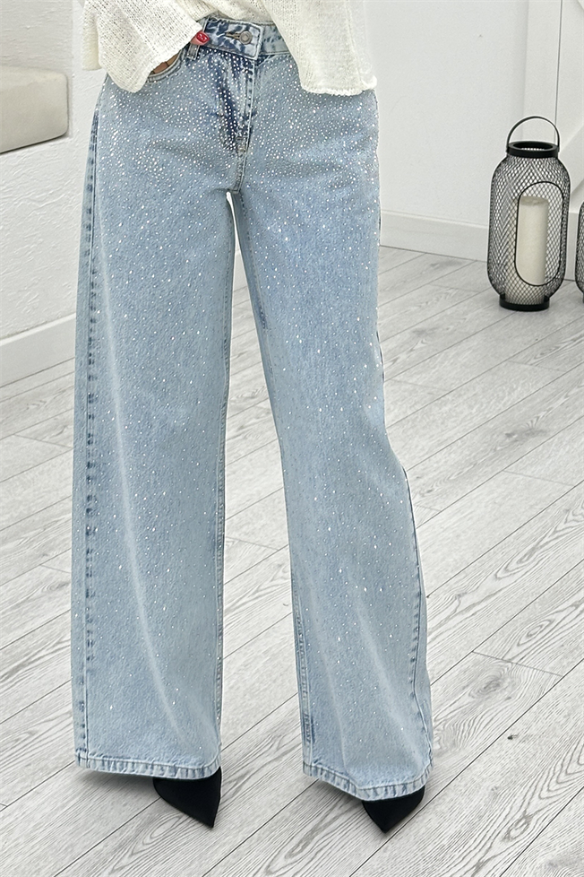 Mavi Taşlı Wide Leg Jean 26842