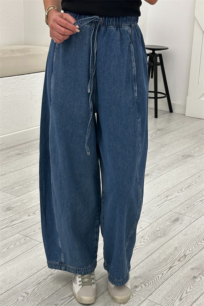 Mavi Uzun Paçalı İpli Jean 3742