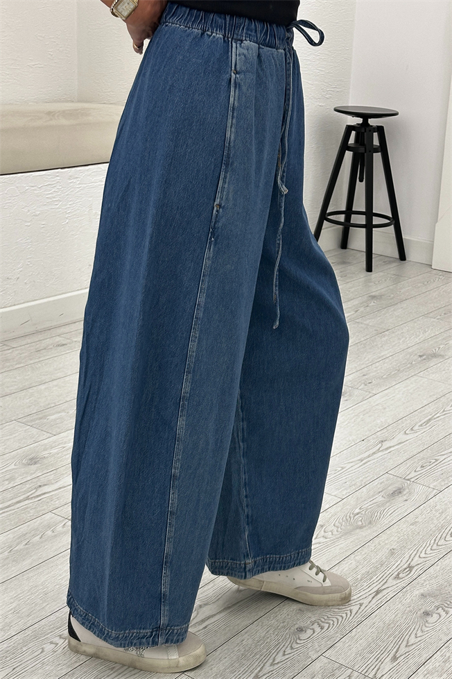 Mavi Uzun Paçalı İpli Jean 3742
