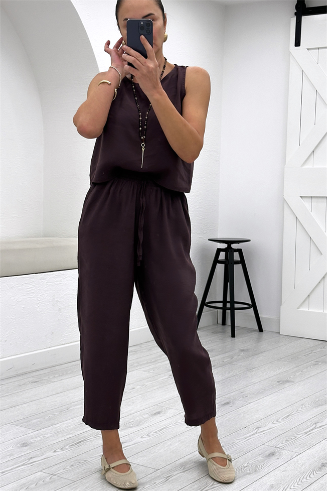 Mürdüm Bluz Havuç Kesim Pantolon Takım 3089