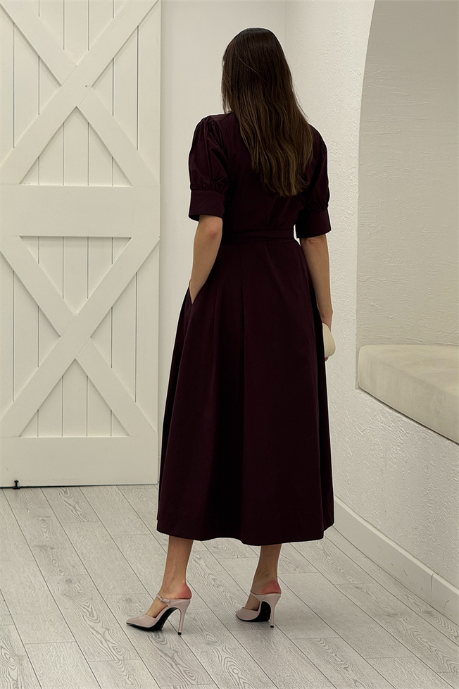 Mürdüm Gömlek Elbise 0045