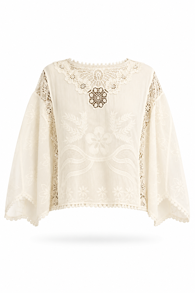 Naturel Dantelli Salaş Bluz 40078