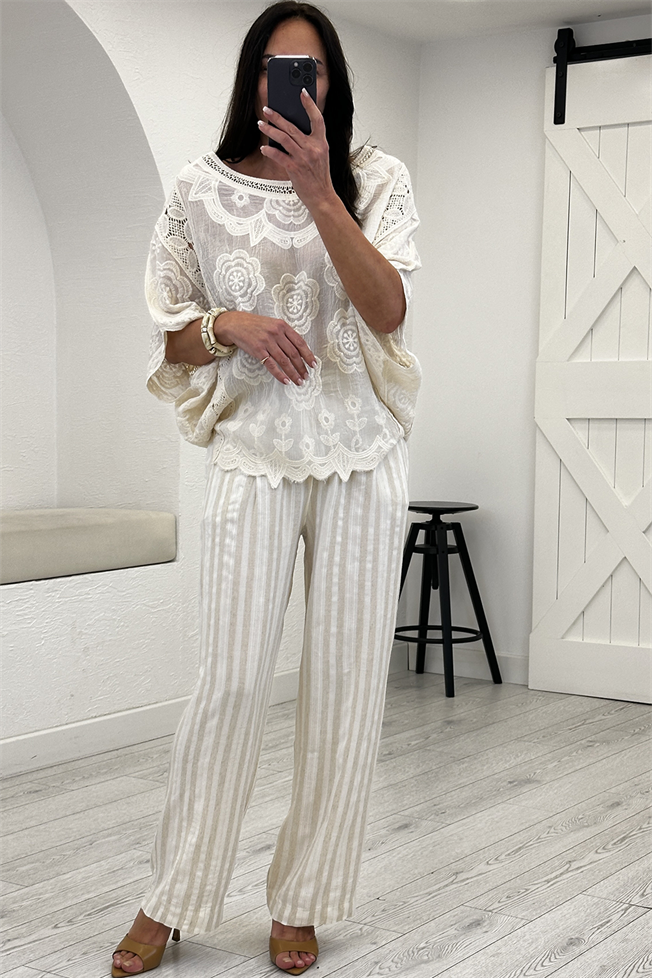 Naturel Nakışlı Bluz 39740