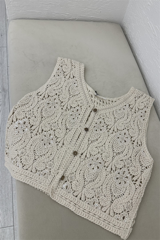 Naturel Pullu Fisto Yelek 3846
