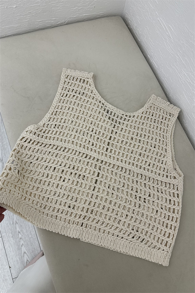 Naturel Pullu Fisto Yelek 3846