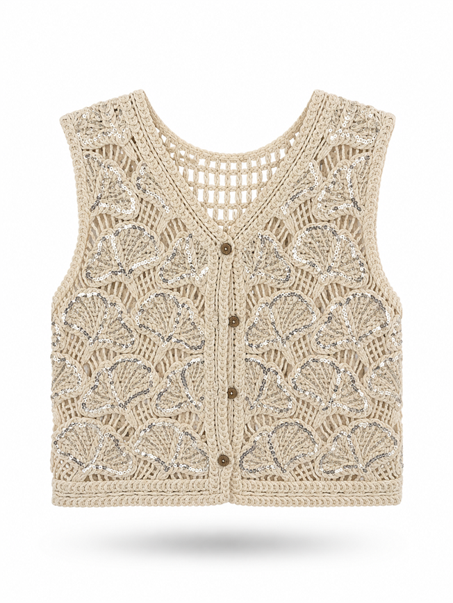 Naturel Pullu Fisto Yelek  39646