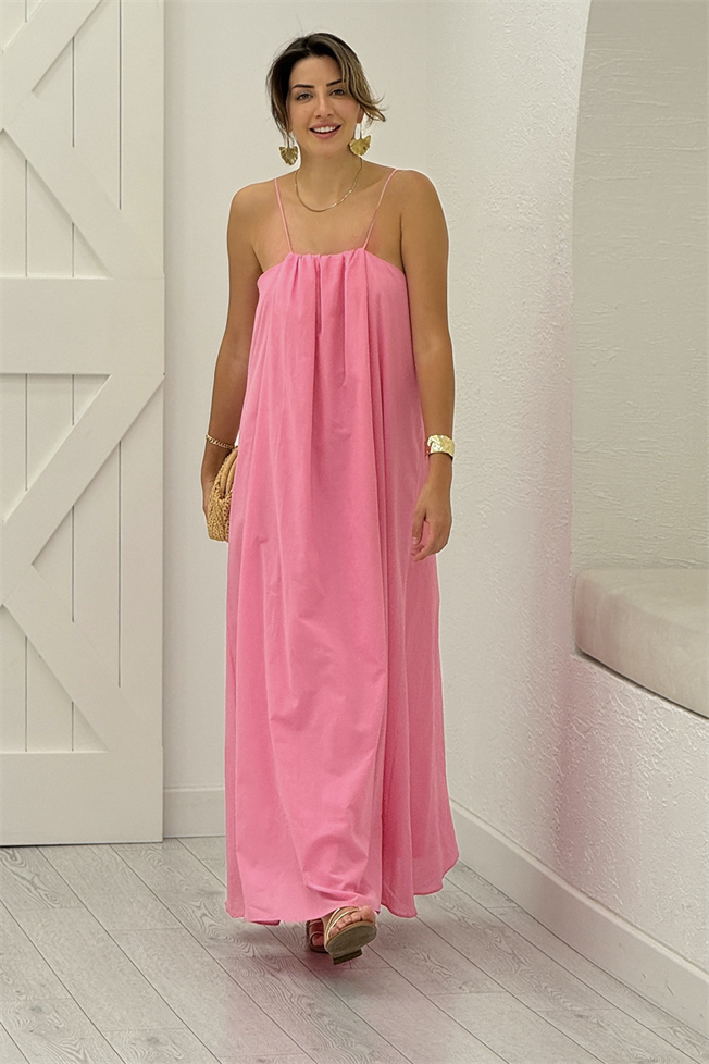 Pembe Askılı Elbise 0504