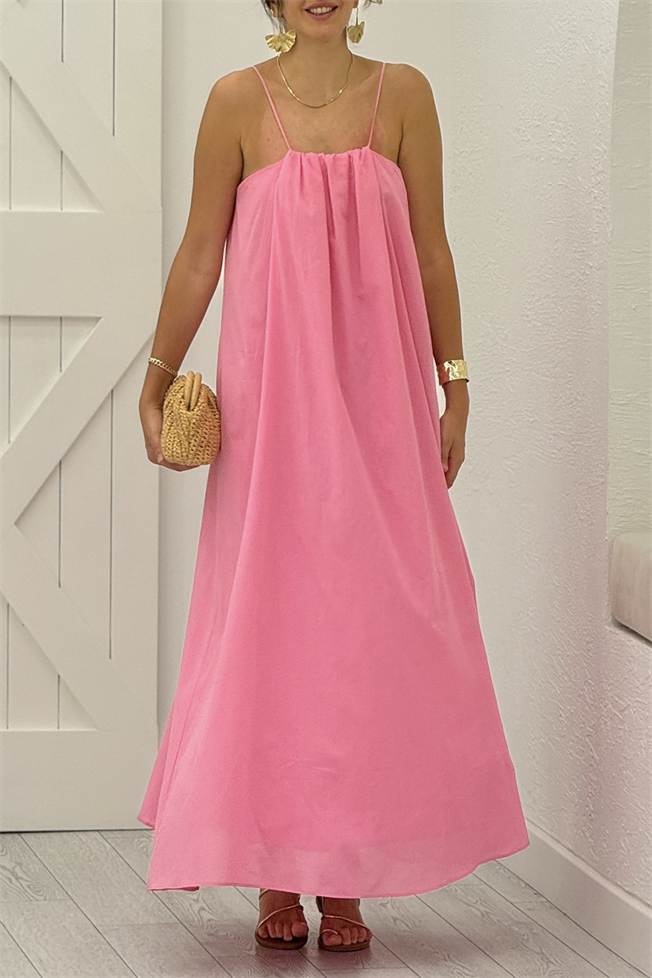 Pembe Askılı Elbise 0504