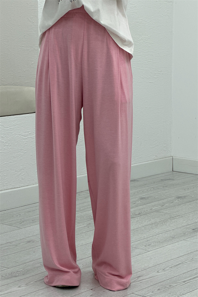 Pembe Beli Lastikli Yumuşak Eşofman 0155