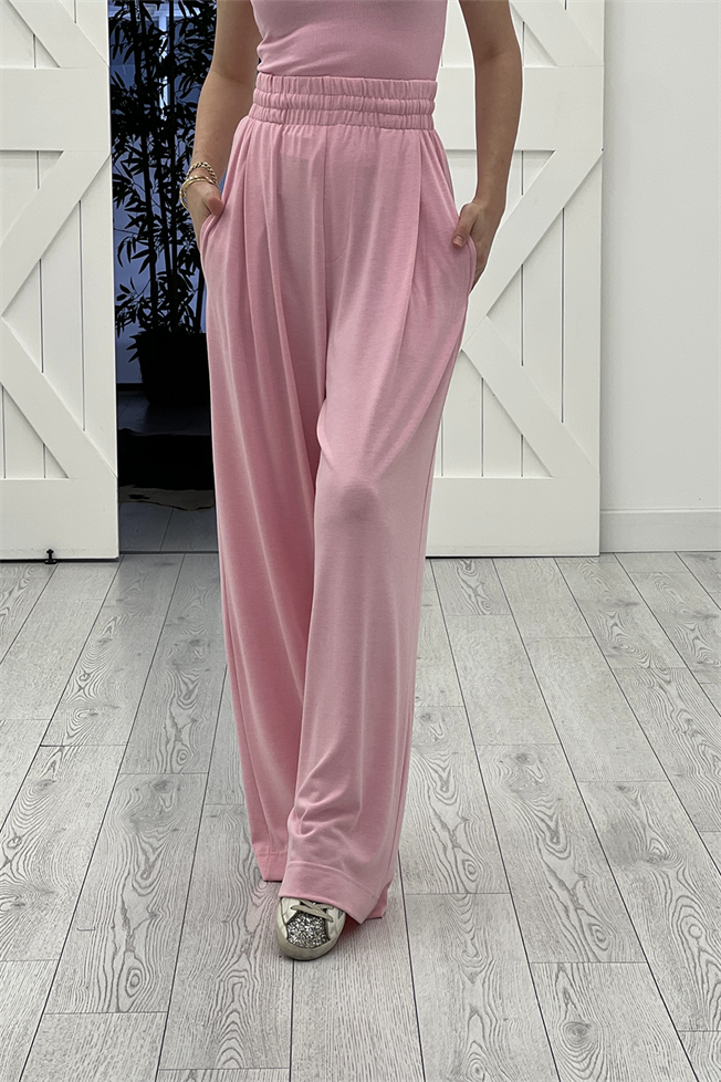 Pembe Beli Lastikli Yumuşak Eşofman 0155