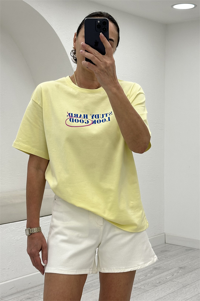 Sarı Baskılı Tshirt 3852