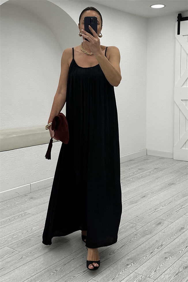 Siyah Askılı Elbise 3758