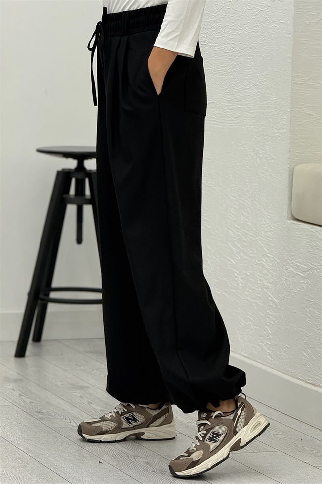 Siyah Beli Lastikli Kumaş Pantolon 2006