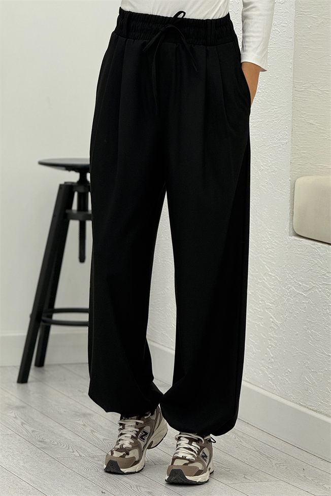 Siyah Beli Lastikli Kumaş Pantolon 2006