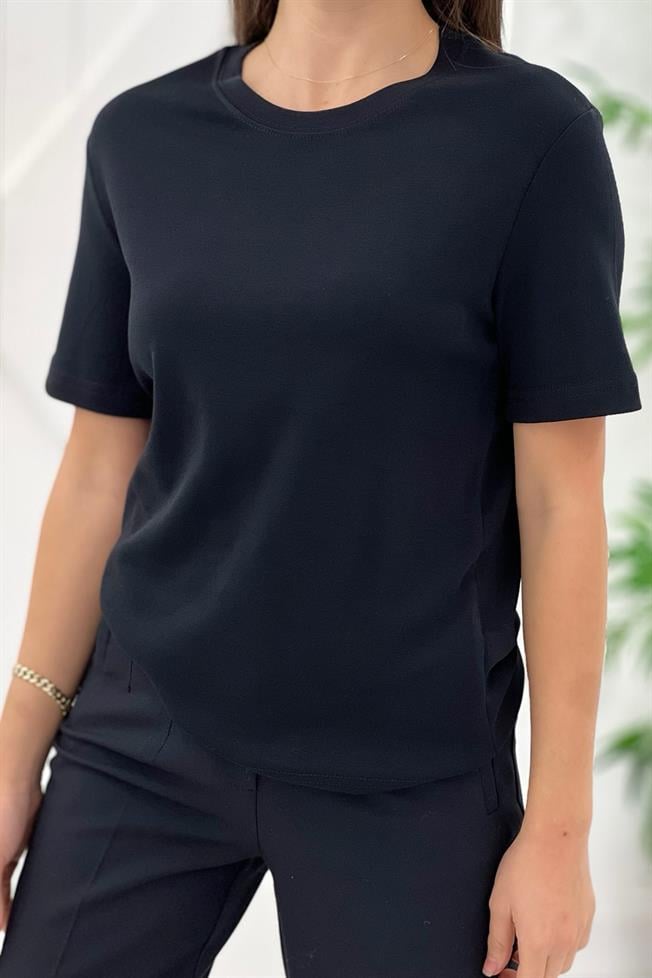Siyah Bisiklet Yaka Basic Tshirt 1415