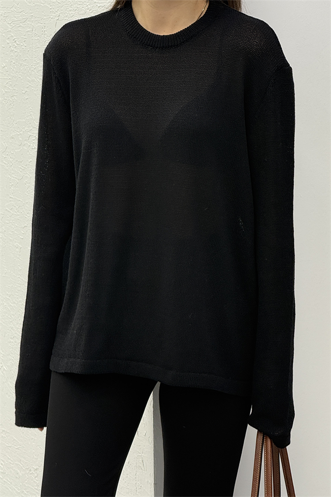 Siyah Bisiklet Yaka Triko 251126