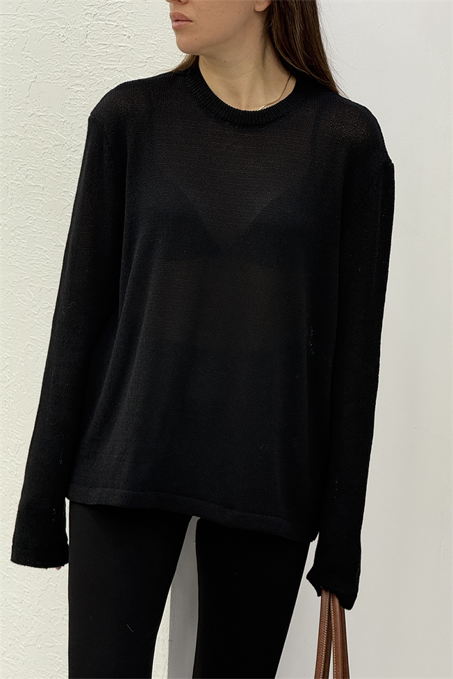 Siyah Bisiklet Yaka Triko 251126