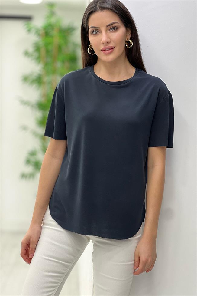 Siyah Bisiklet Yaka Tshirt 0102