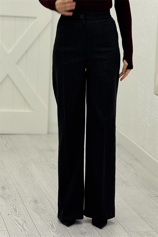 Siyah Bol Paça Pantolon 123