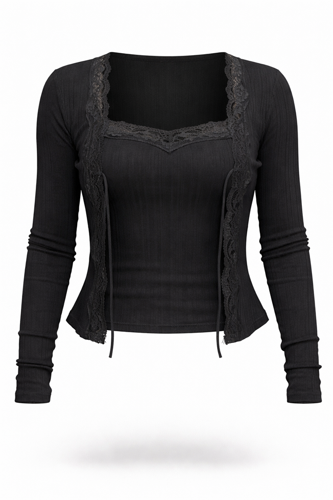 Siyah Dantel Bluz 17498